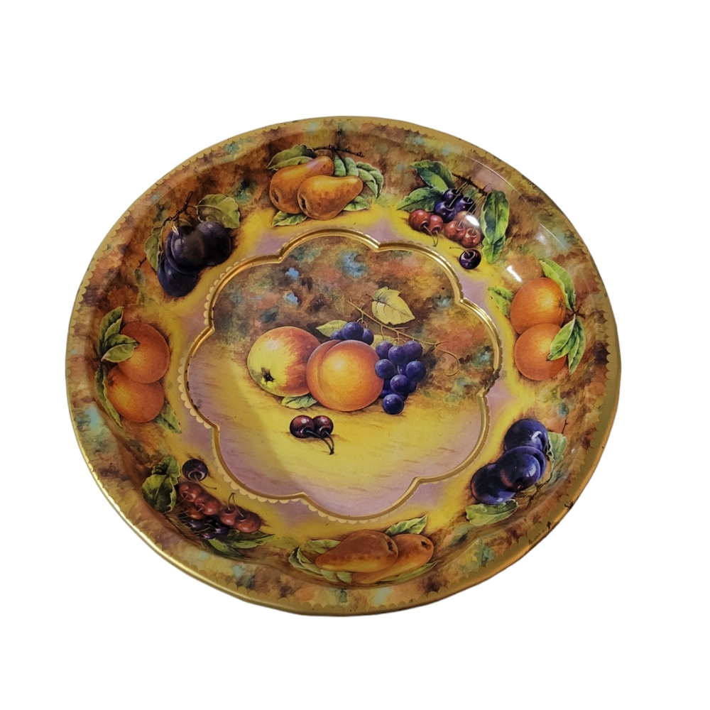 Vintage Daher Tin Tray Bowl Fruit Theme 1971 Fall Holiday Thanksgiving